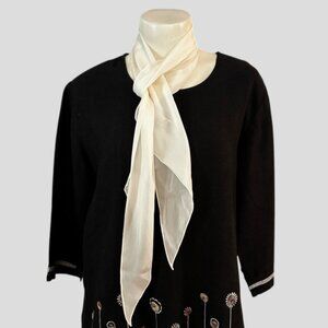 Vintage Vera Newman 100% Silk Ivory Rectangle Scarf